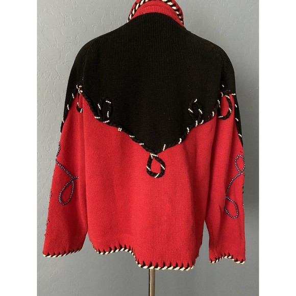 Michael Simon Vintage 90s Western Music Beaded Jewel Sweater Jacket Rockabilly 2 - Picture 5 of 11